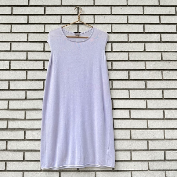J. Jill Light Lavender Knit Sleeveless Shift Dress MP Petite Linen Blend - Picture 1 of 8